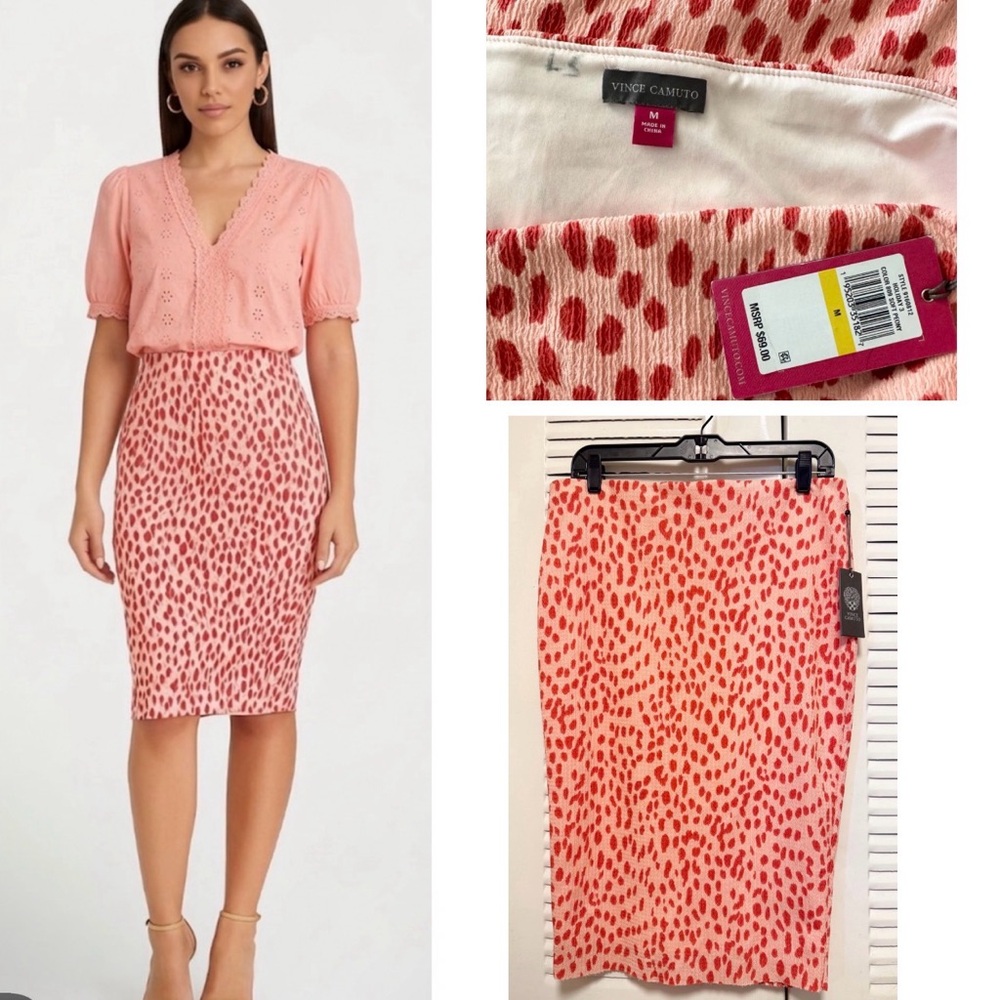 NWT Vince Camuto Soft Peony Animal Textured Print Pencil Skirt Medium